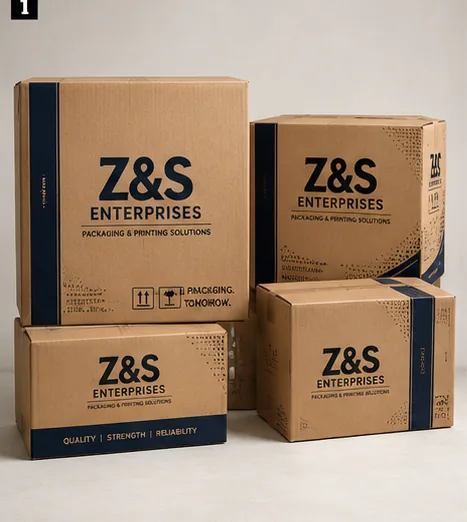 Set of durable corrugated shipping cartons.