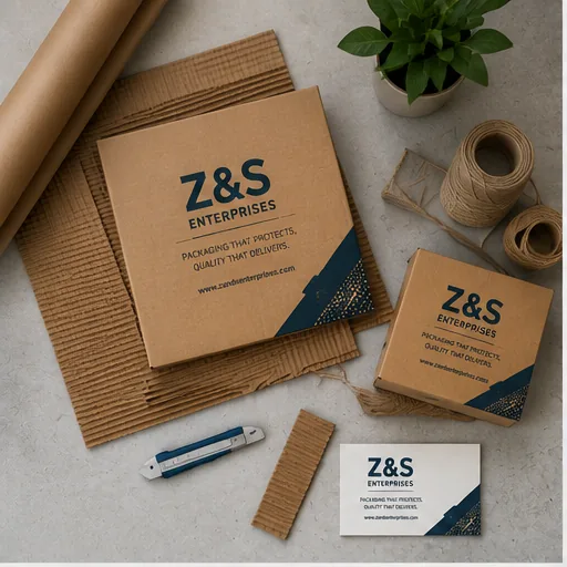 Z&S packaging samples and print materials laid out on a project desk