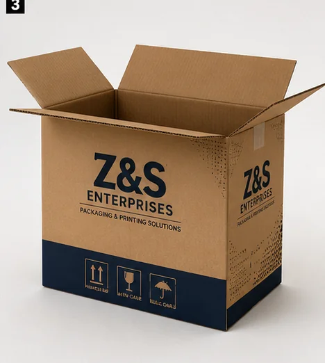 Corrugated box partially folded into shape.