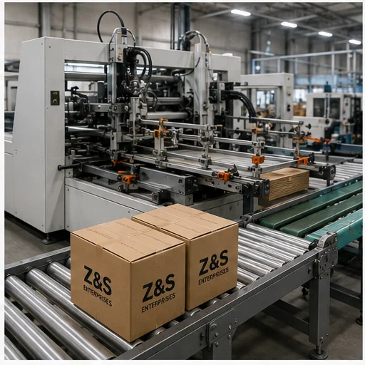 Packaging folding and gluing production line.
