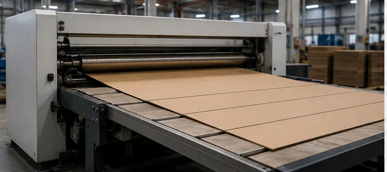 Cardboard sheet being processed